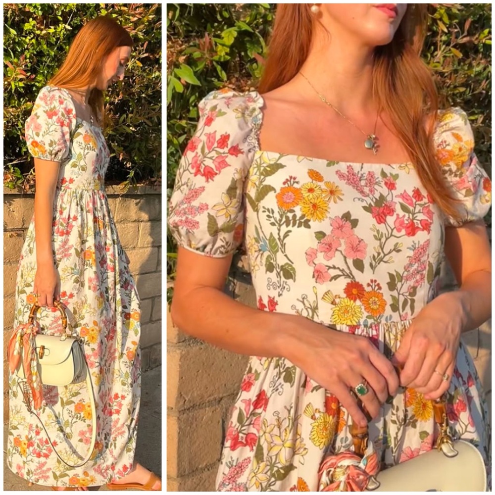 NWT Coco Shop Women's Short-Sleeve Maxi Dress in Multi Floral